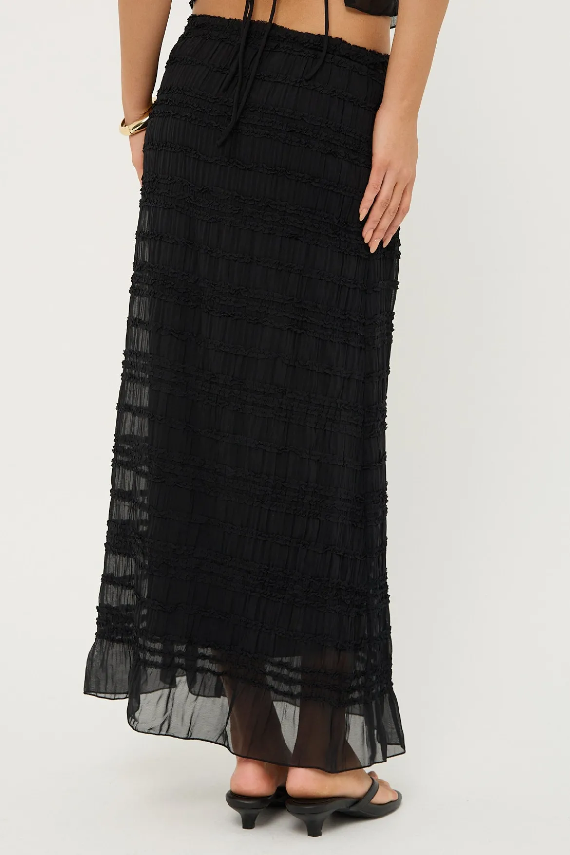 Marisole Gathered Maxi Skirt Black