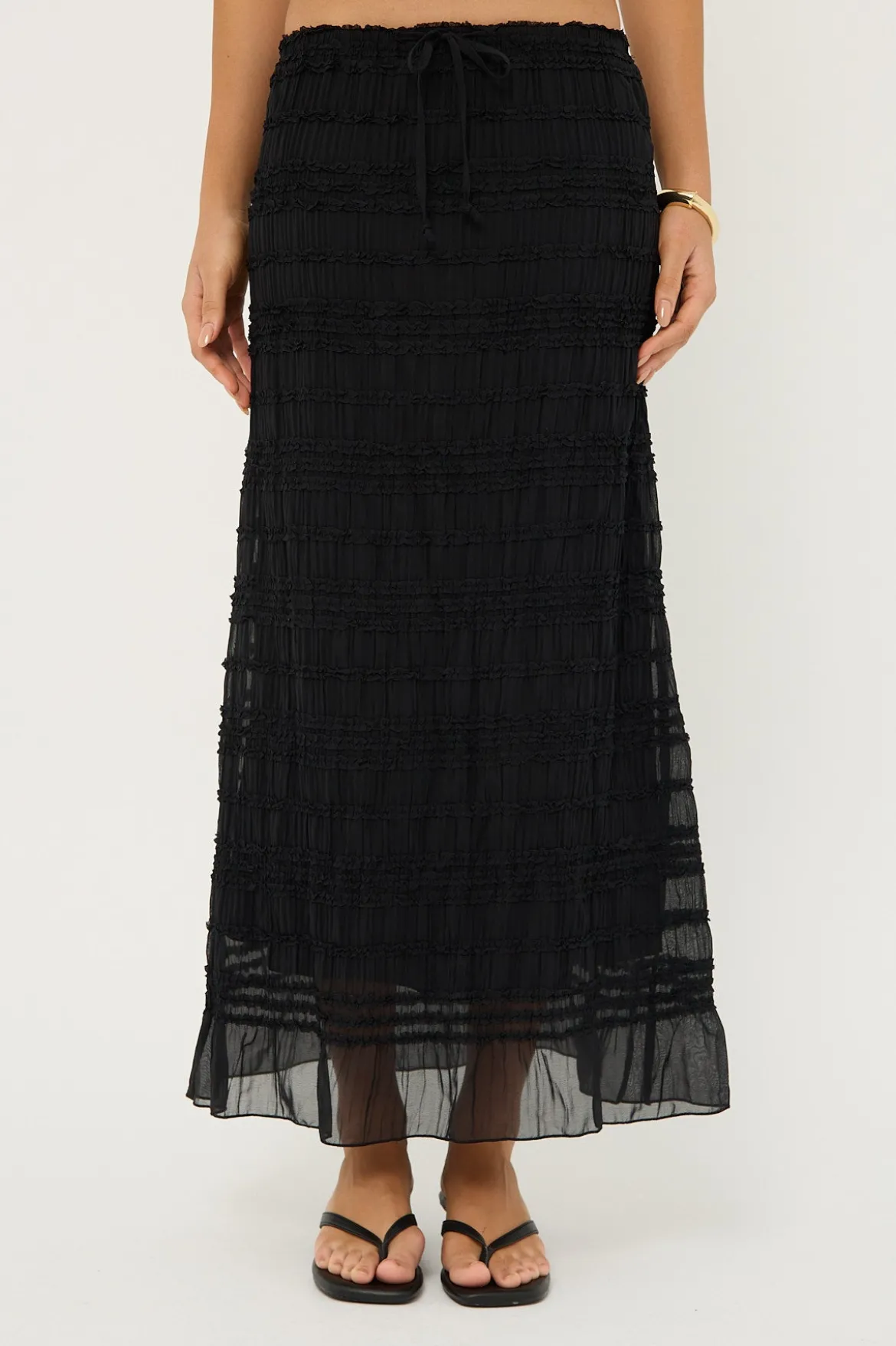 Marisole Gathered Maxi Skirt Black