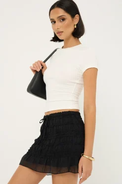 Marisole Gathered Mini Skirt Black