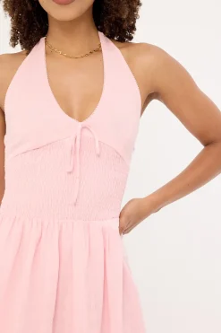 Marni Shirred Halter Mini Dress Pink