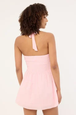 Marni Shirred Halter Mini Dress Pink