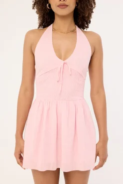 Marni Shirred Halter Mini Dress Pink