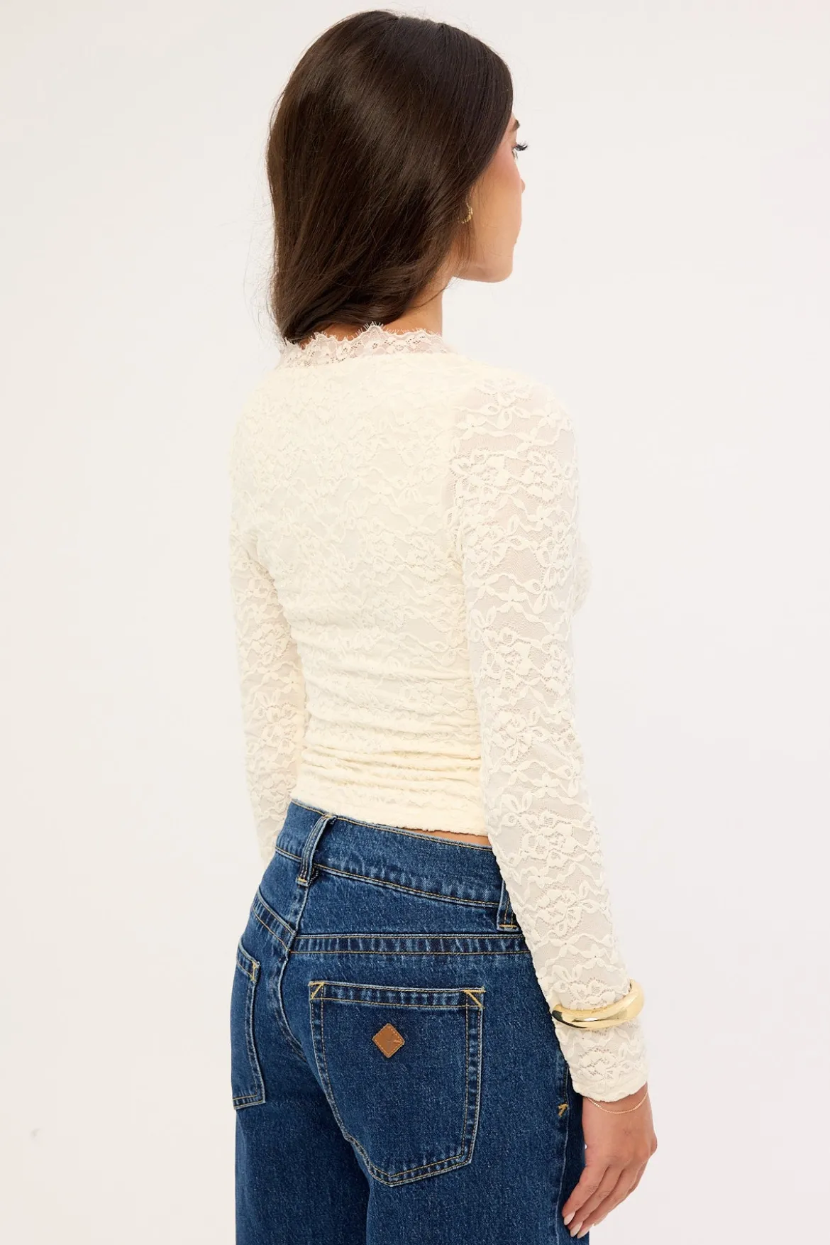 Matilde Lace Long Sleeve Top Cream