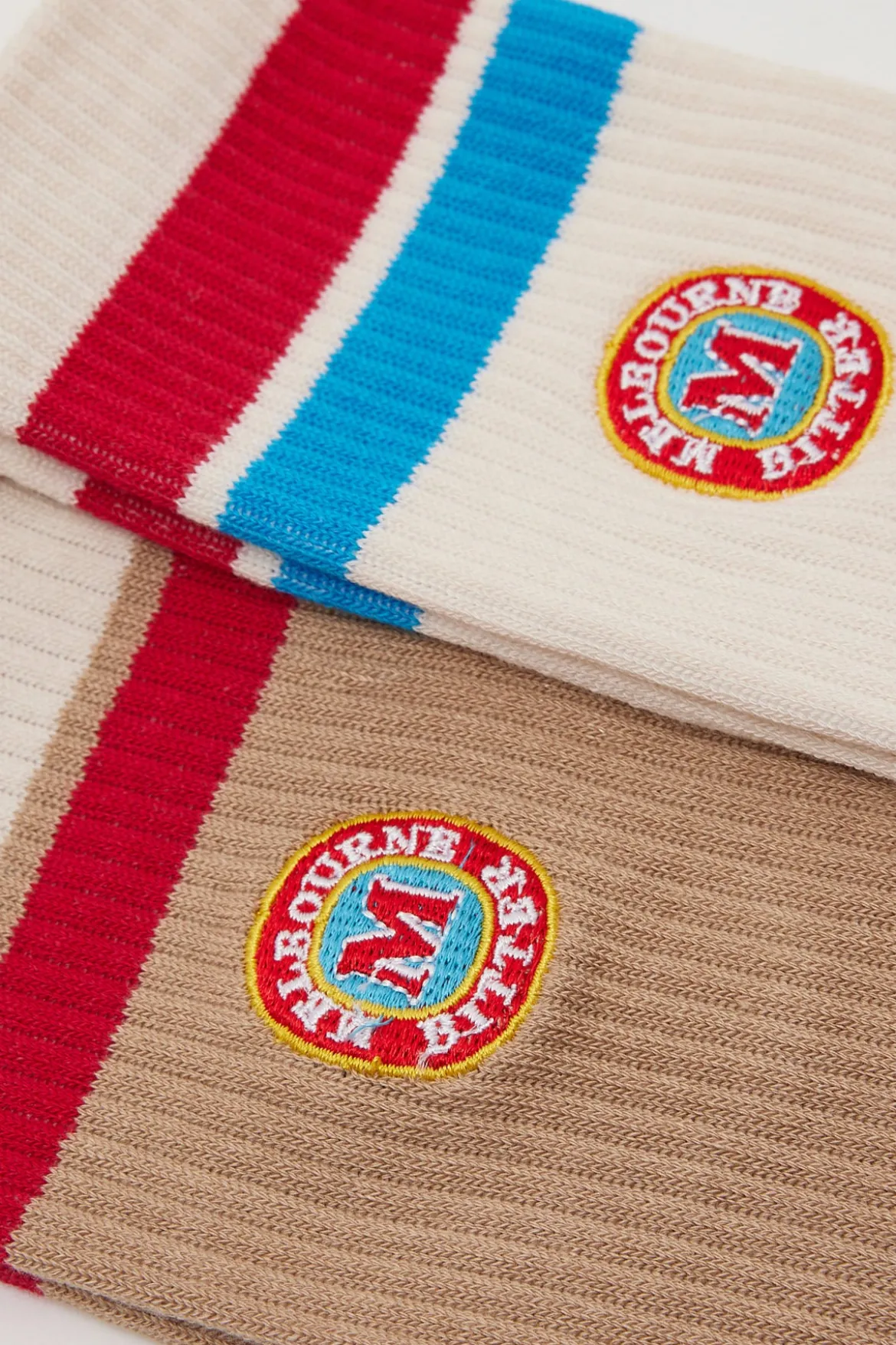 Melbourne Bitter Logo Stripe Sneaker Sock Cream/Brown