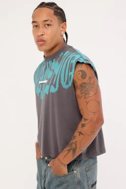 Menace Cropped Muscle Tank Asphalt