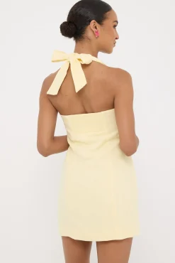Menorca Halter Mini Dress Lemon