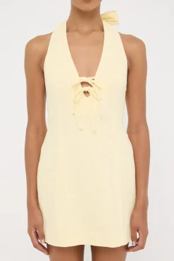 Menorca Halter Mini Dress Lemon