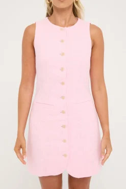 Menorca High Neck Linen Mini Dress Pink