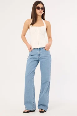 Menorca Linen Gathered Halter Top White