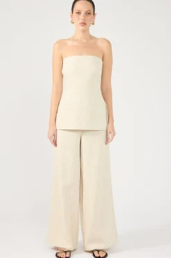MENORCA LINEN SPECKLE STRAPLESS TOP Oat