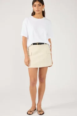 MENORCA LINEN SPECKLE TAILORED SKIRT Oatmeal