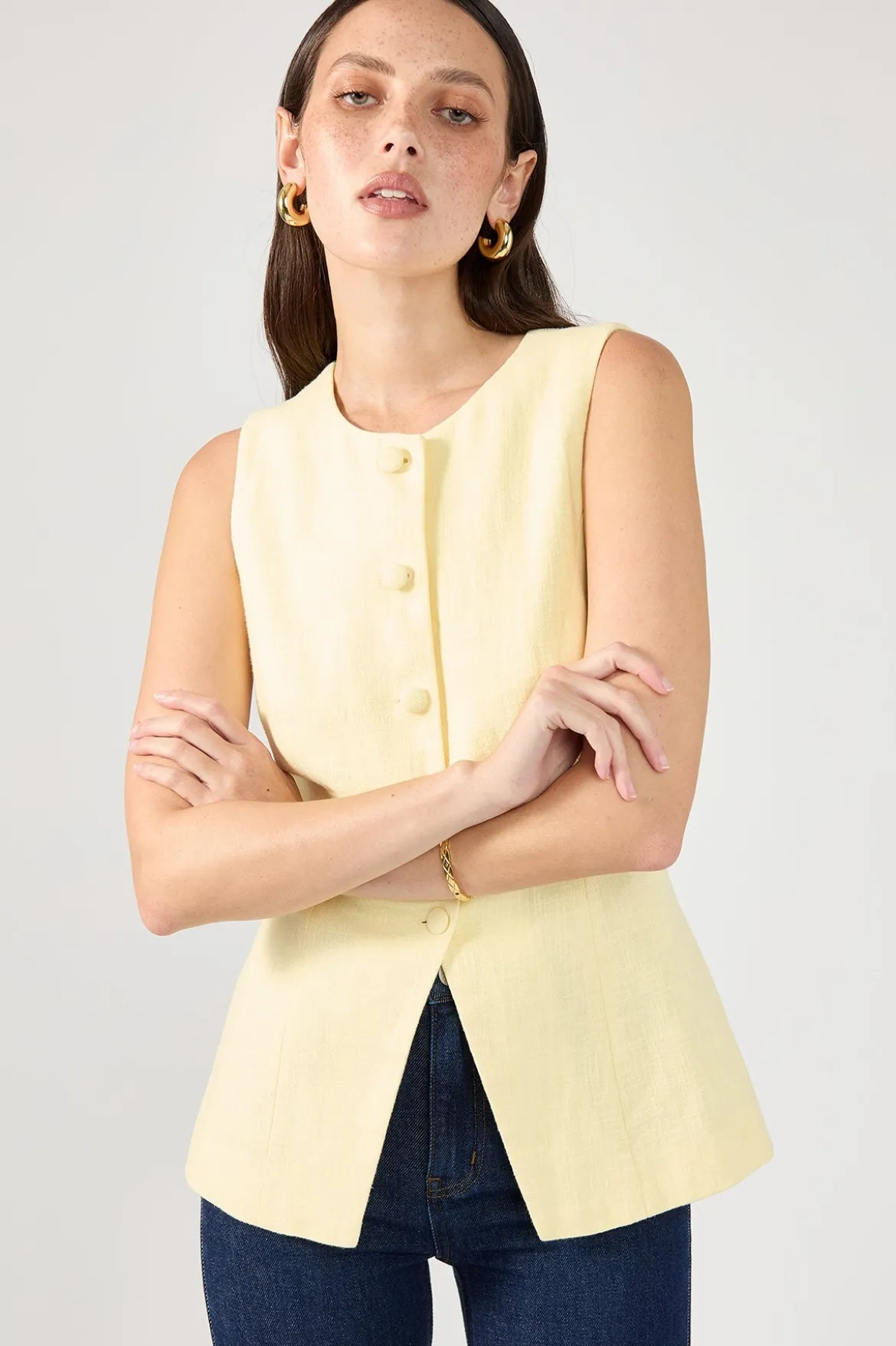 Menorca Long Line Vest Lemon