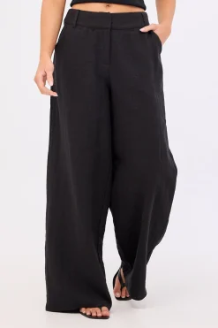 Menorca Low Rise Linen Pant Black