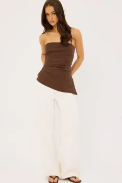 Menorca Strapless Asymmetrical Top Chocolate