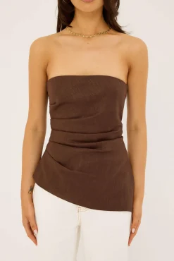 Menorca Strapless Asymmetrical Top Chocolate
