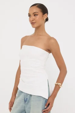 Menorca Strapless Asymmetrical Top White