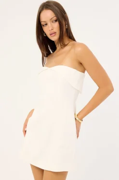 Menorca Strapless Linen Mini Dress White