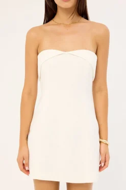 Menorca Strapless Linen Mini Dress White