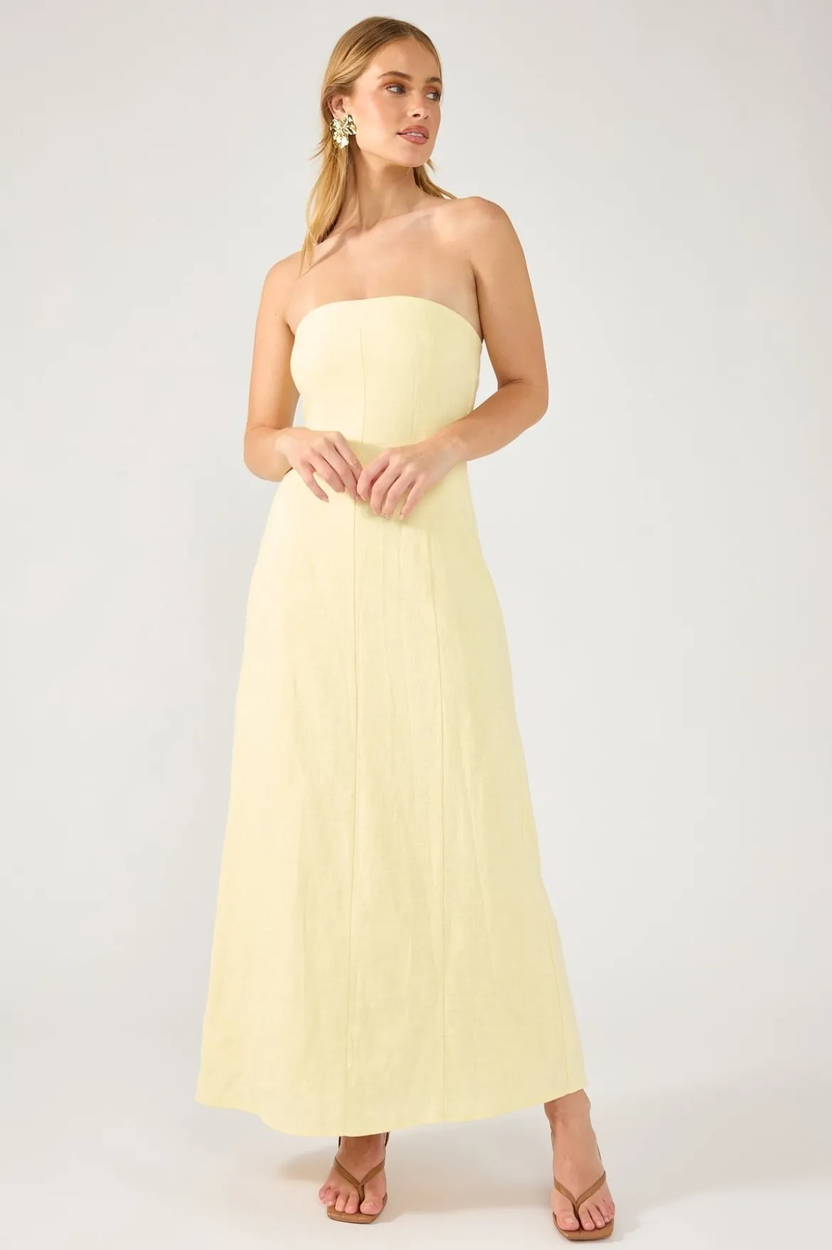 Menorca Strapless Maxi Dress Yellow