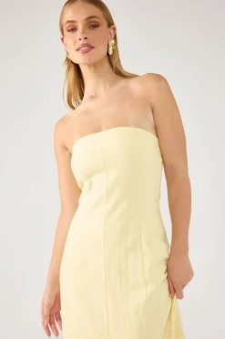 Menorca Strapless Maxi Dress Yellow