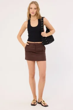 Menorca Tailored Mini Skirt Chocolate