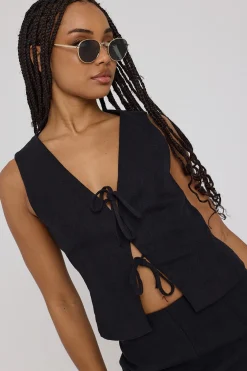 Menorca Tie Up Vest Top Black
