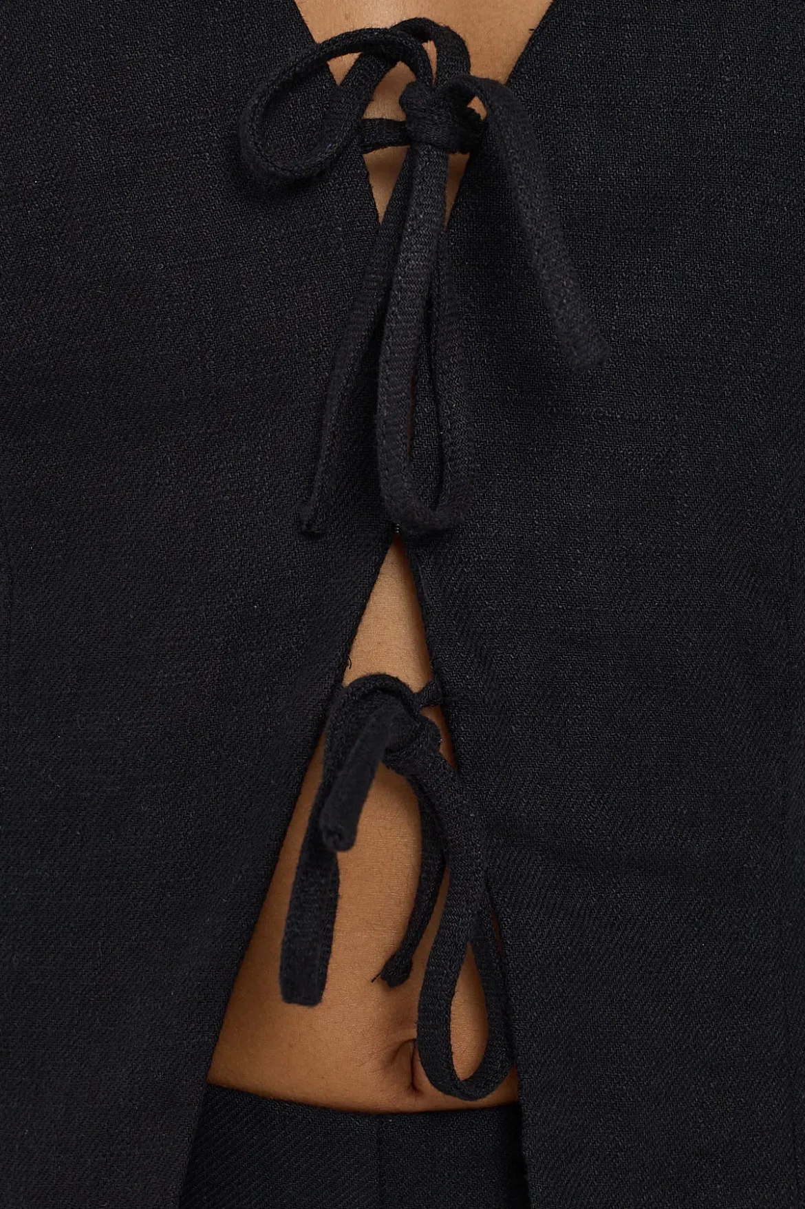 Menorca Tie Up Vest Top Black