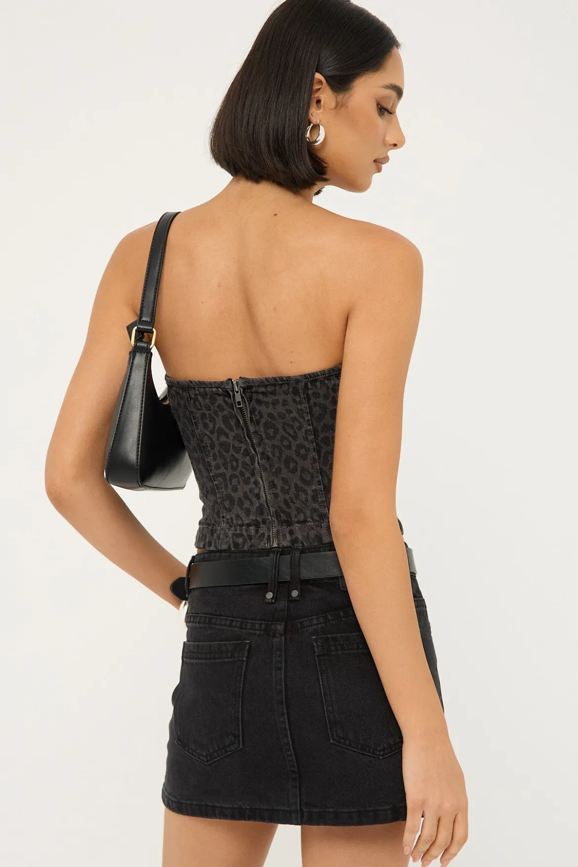 Miaow Denim Tube Top Black