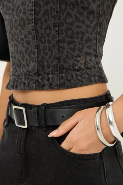 Miaow Denim Tube Top Black