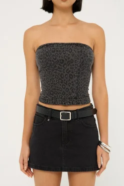 Miaow Denim Tube Top Black