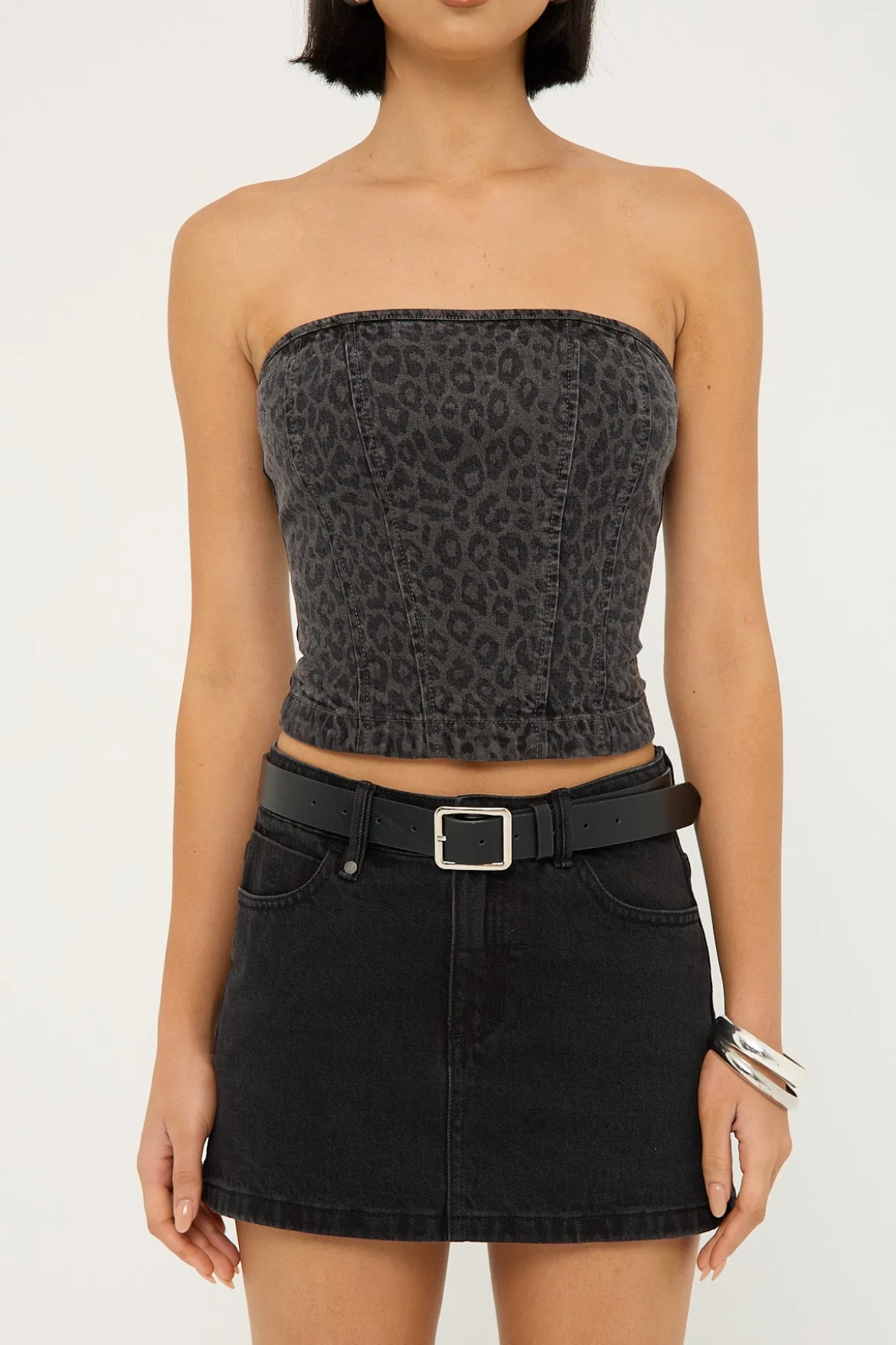 Miaow Denim Tube Top Black