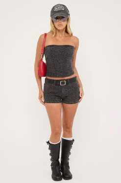 Miaow Y2K Crush Denim Micro Short Leopard