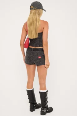 Miaow Y2K Crush Denim Micro Short Leopard