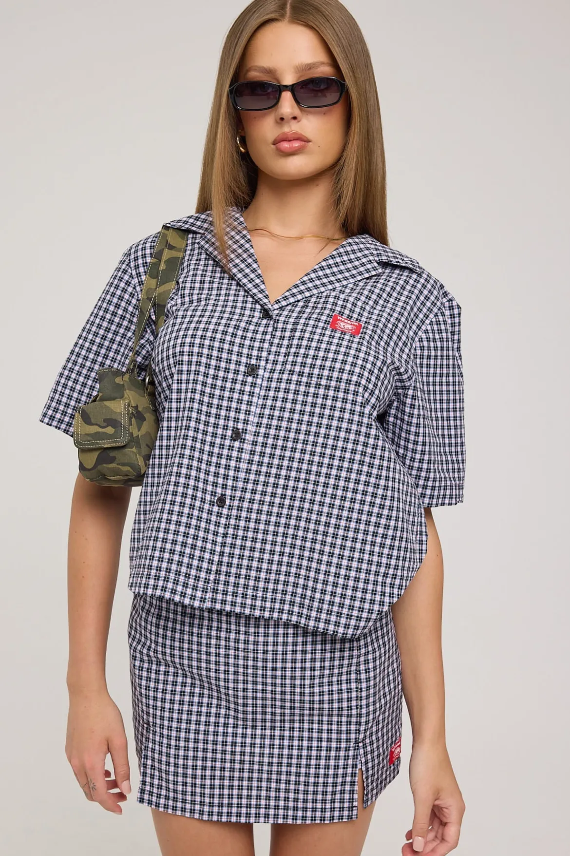 Micro Skort Black Blue Micro Check