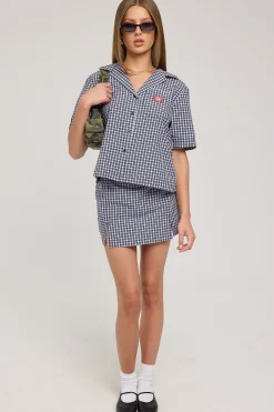 Micro Skort Black Blue Micro Check