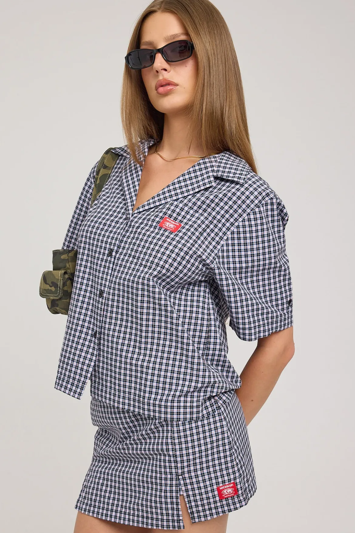 Micro Skort Black Blue Micro Check