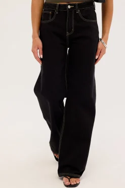 MID RISE BAGGY JEAN Washed Black