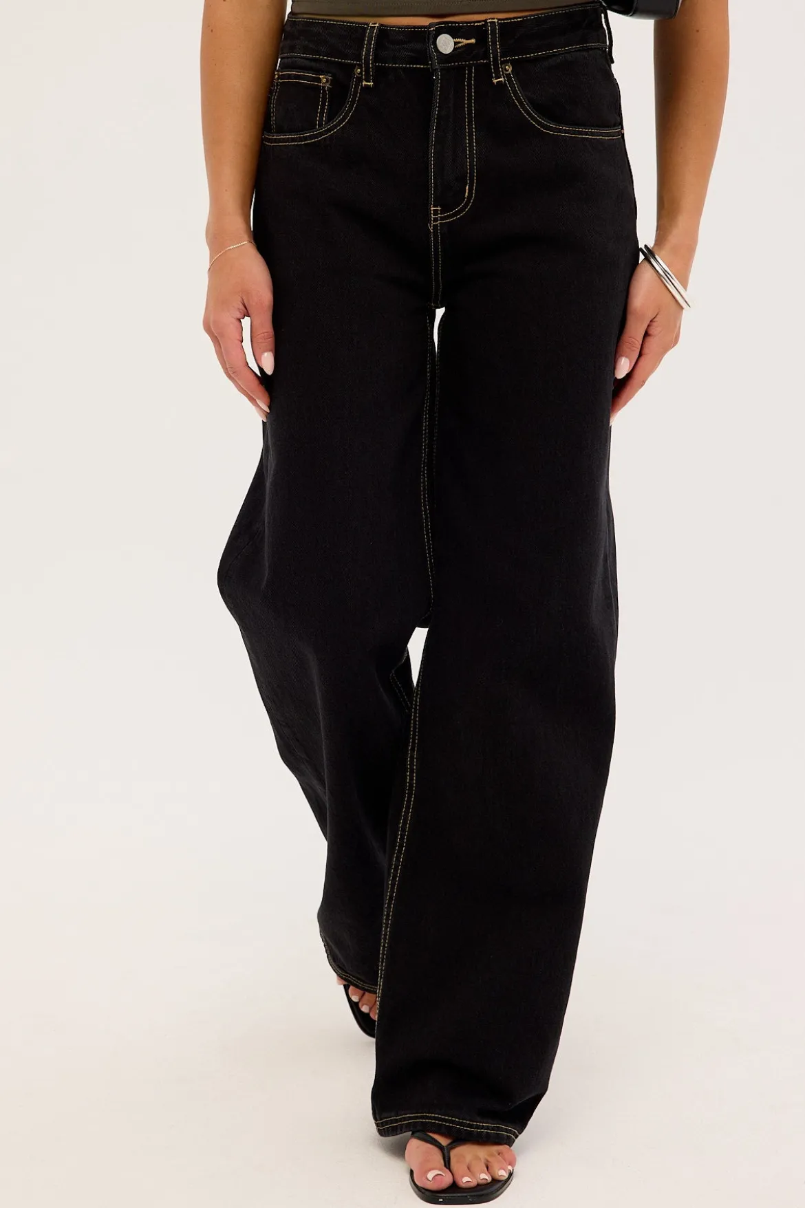 MID RISE BAGGY JEAN Washed Black