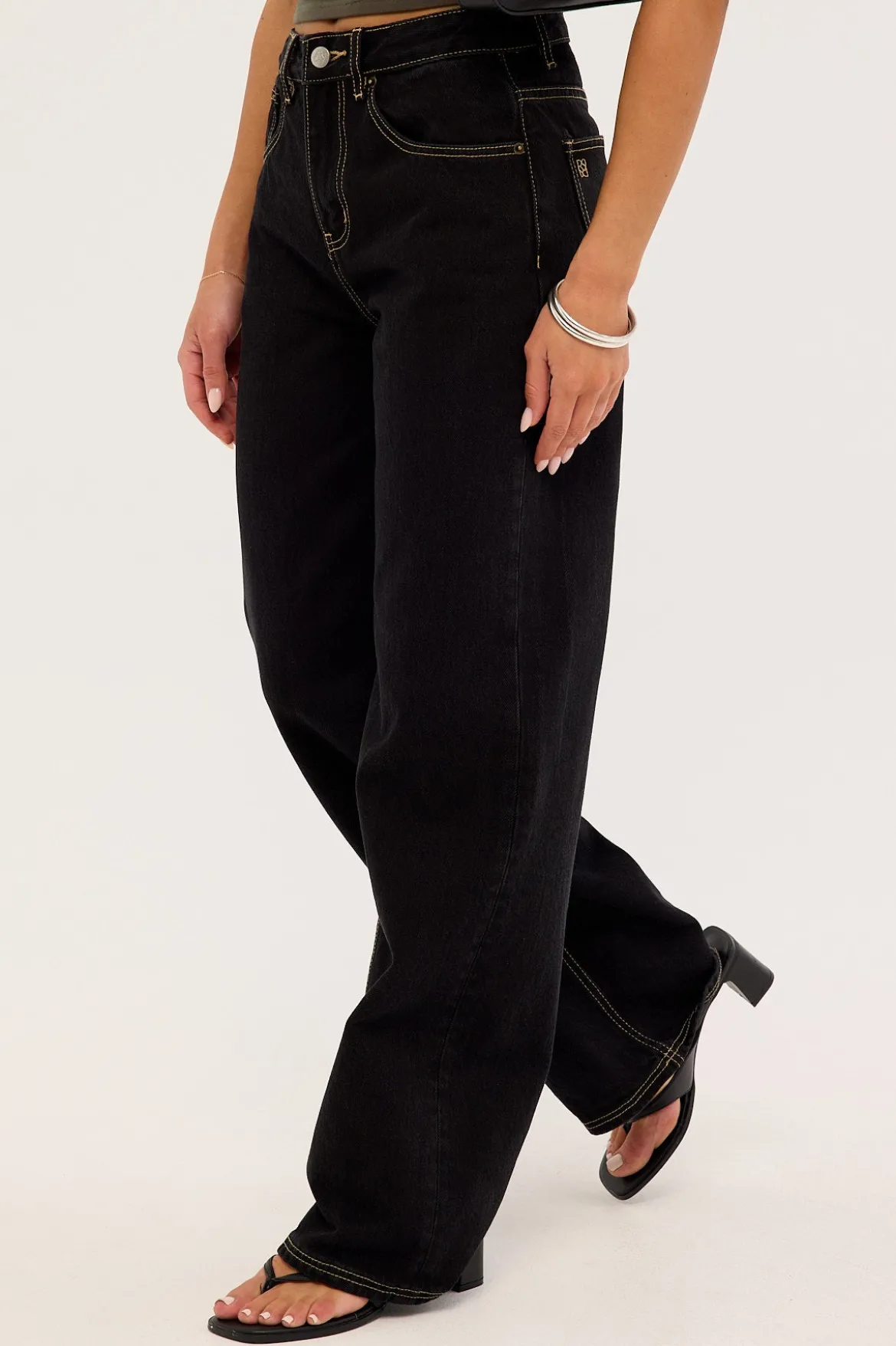 MID RISE BAGGY JEAN Washed Black