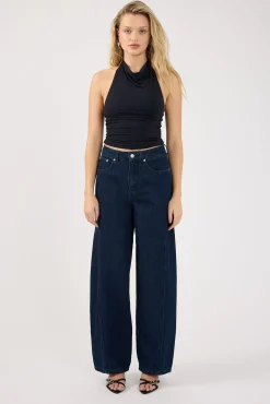 Mid Rise Barrel Jean Indigo Denim