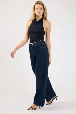 Mid Rise Barrel Jean Indigo Denim