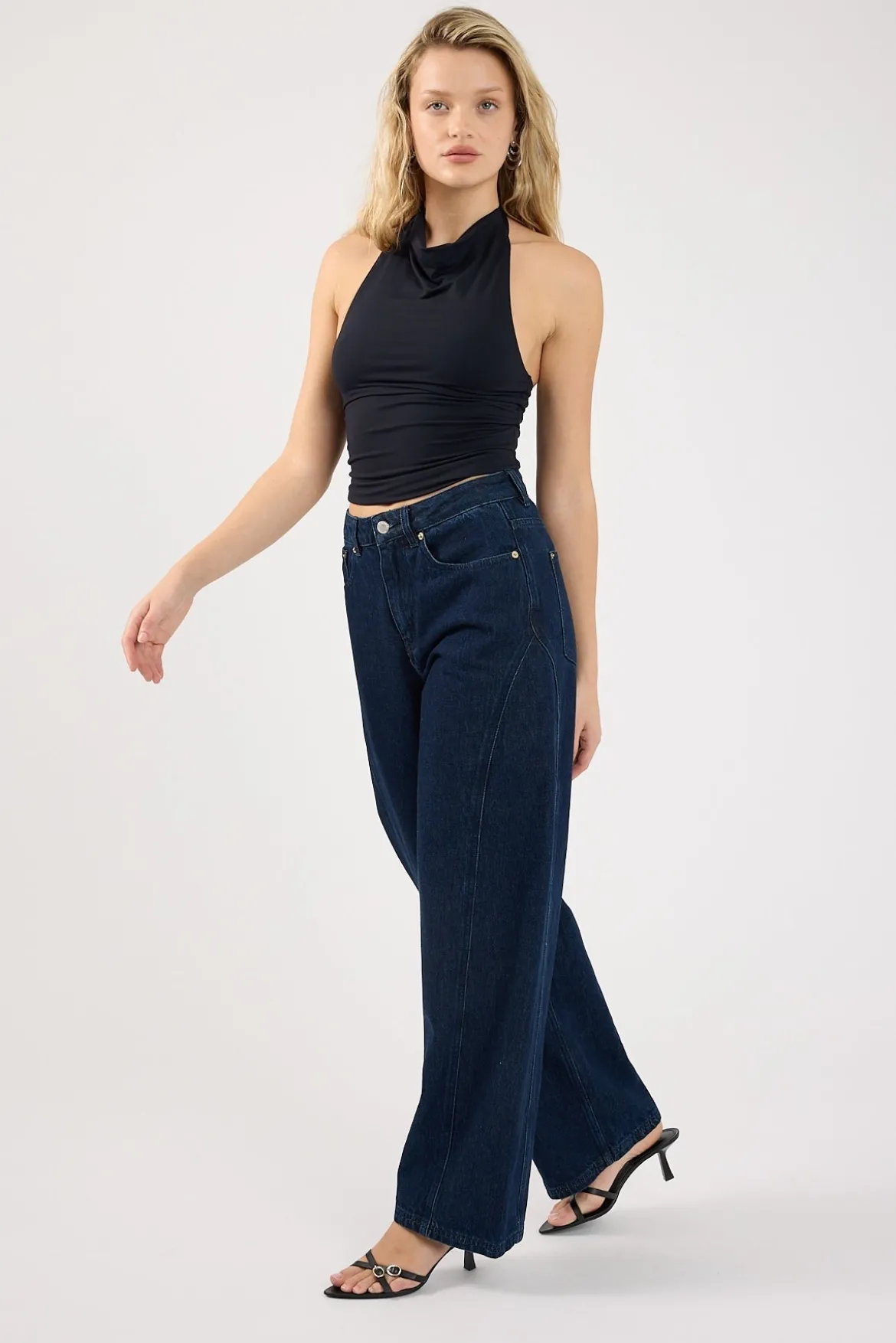 Mid Rise Barrel Jean Indigo Denim