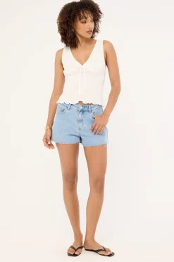 Mid Rise Denim Shorts Light Blue Denim