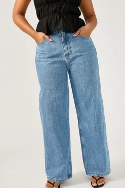 Mid Rise 90's Slouch Jean Mid Blue Denim