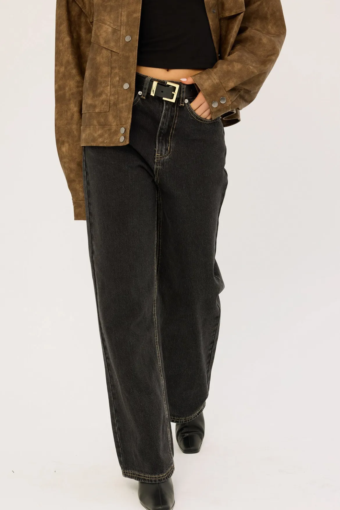 Mid Rise 90's Slouch Jean Washed Grey