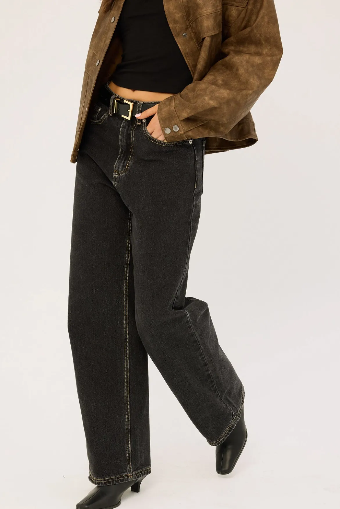 Mid Rise 90's Slouch Jean Washed Grey