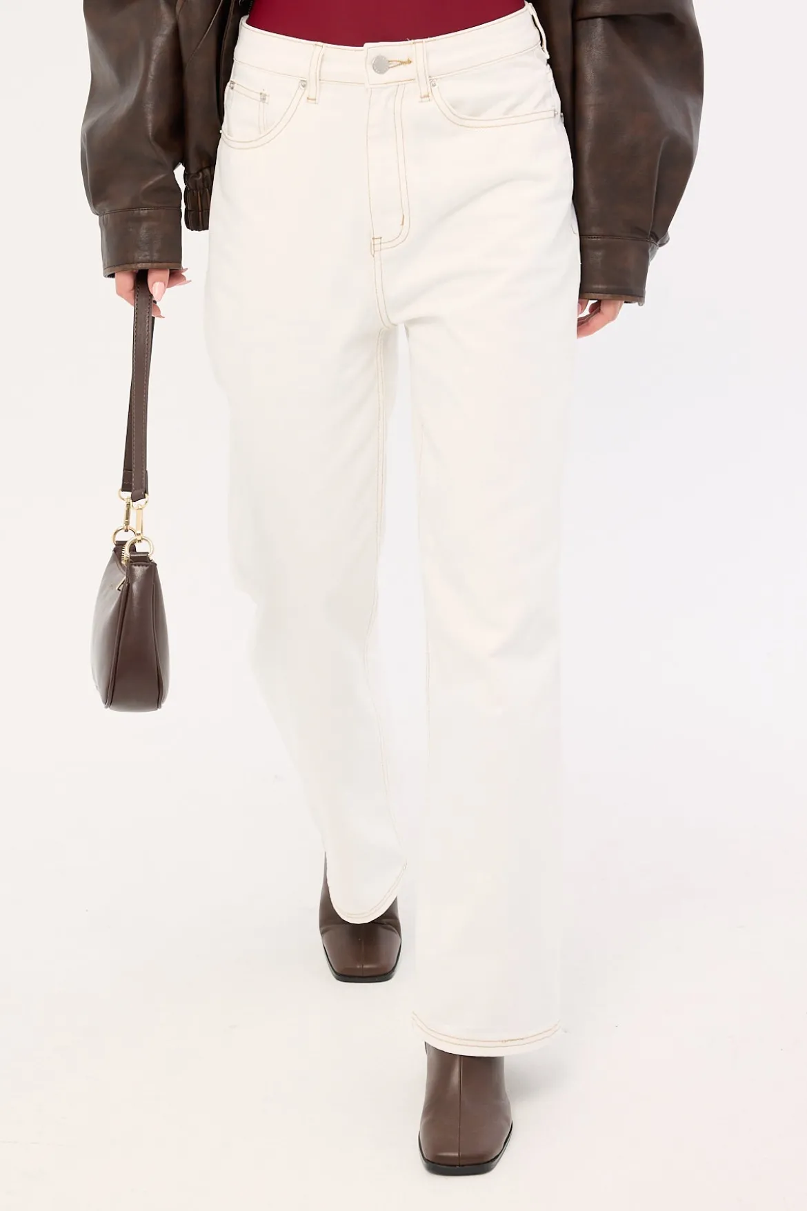 Mid Rise 90's Slouch Jean White Contrast Off White Contrast