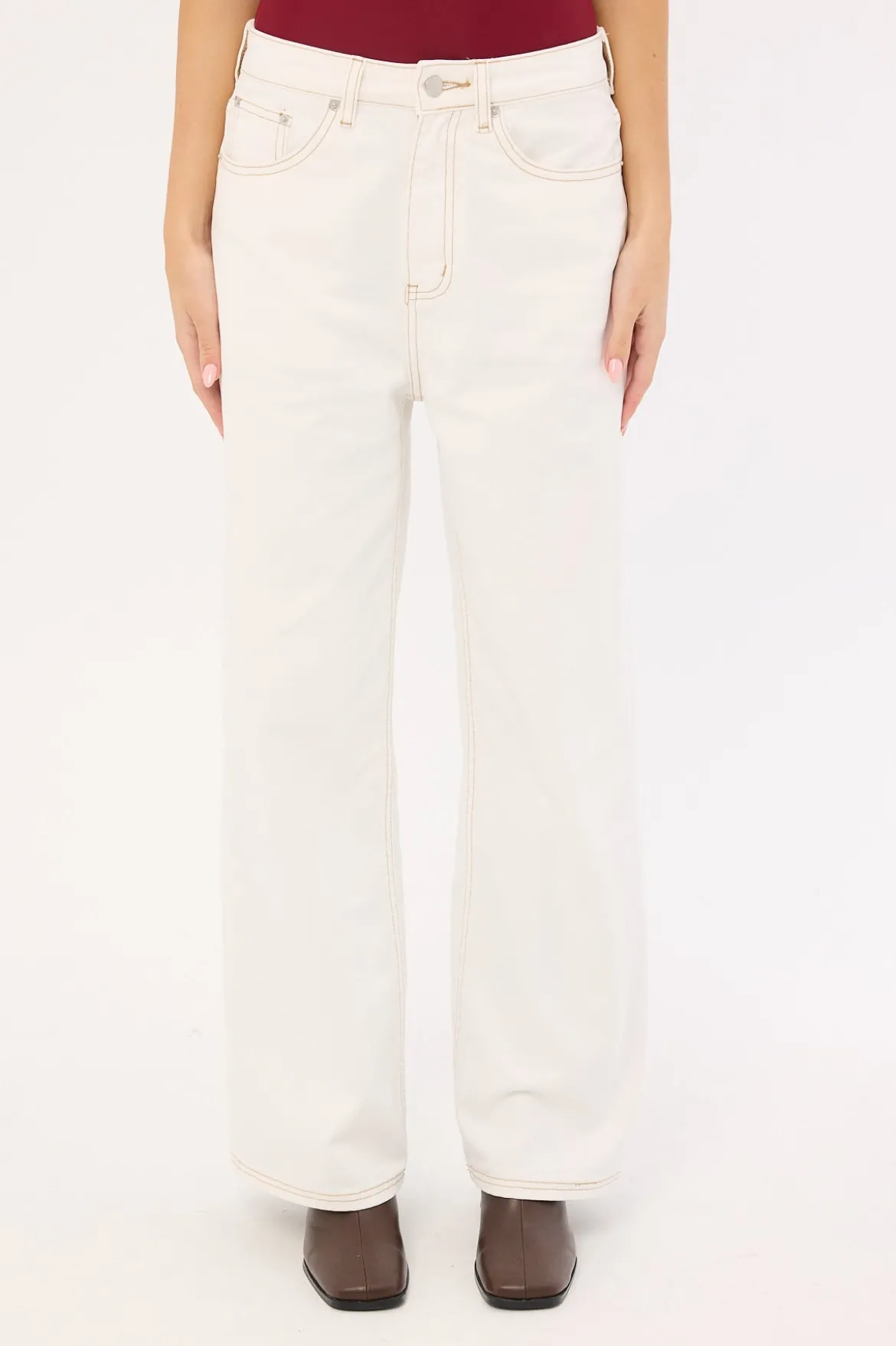 Mid Rise 90's Slouch Jean White Contrast Off White Contrast