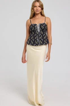 Midnight Meadows Lace Cami Top Yellow Floral