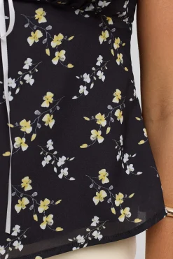 Midnight Meadows Lace Cami Top Yellow Floral